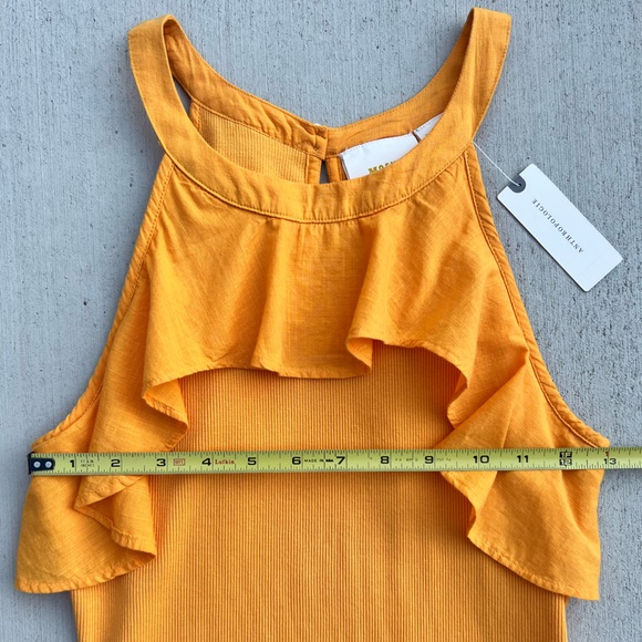 Anthropologie Maeve Ruffled Rib Halter Tank in Mango size Extra Small - NWT - Picture 11 of 16